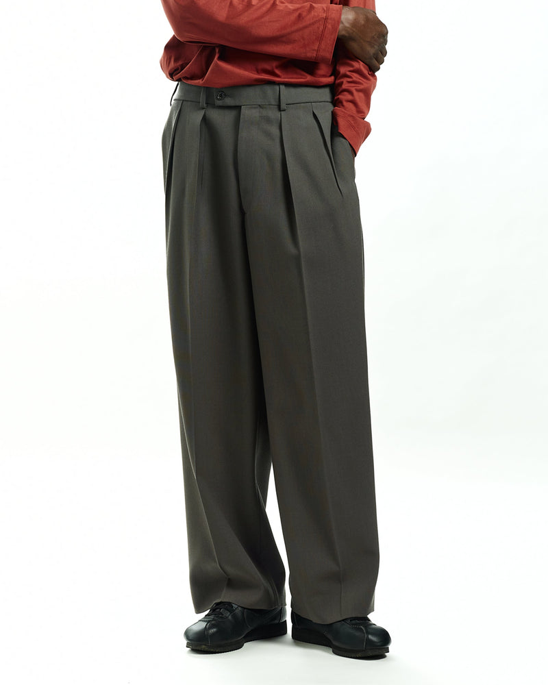 A24C06PT02C ORGANIC WOOL SURVIVAL CLOTH DOUBLE PLEATED TROUSERS