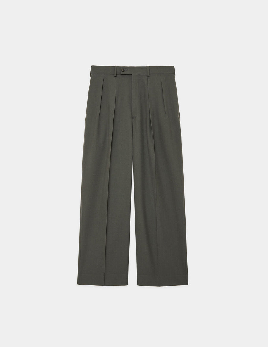 A24C06PT02C ORGANIC WOOL SURVIVAL CLOTH DOUBLE PLEATED TROUSERS