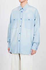 M24B-03SH01C ORGANIC COTTON CHAMBRAY DAMAGE SHIRT