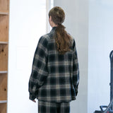 WM04-SH242041 COTTON TWEED CHECK RAGLAN OVERSIZE SHIRT