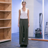 WM09-PT242092 STRETCH GABARRE THREE LINE WIDE PANTS