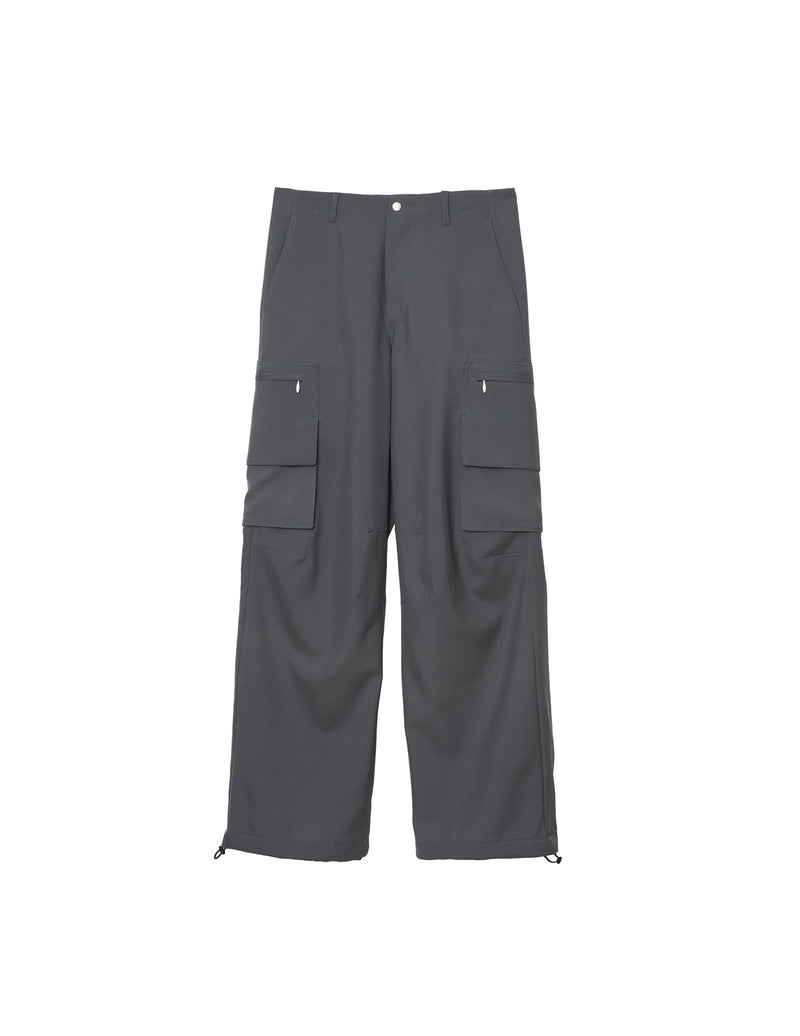 M243-0402 WATER REPELLENT WOOL WIDE CARGO TROUSERS