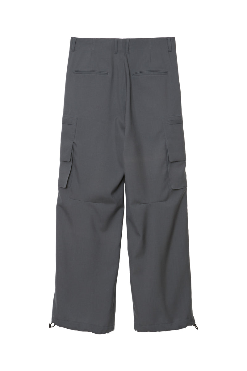 M243-0402 WATER REPELLENT WOOL WIDE CARGO TROUSERS