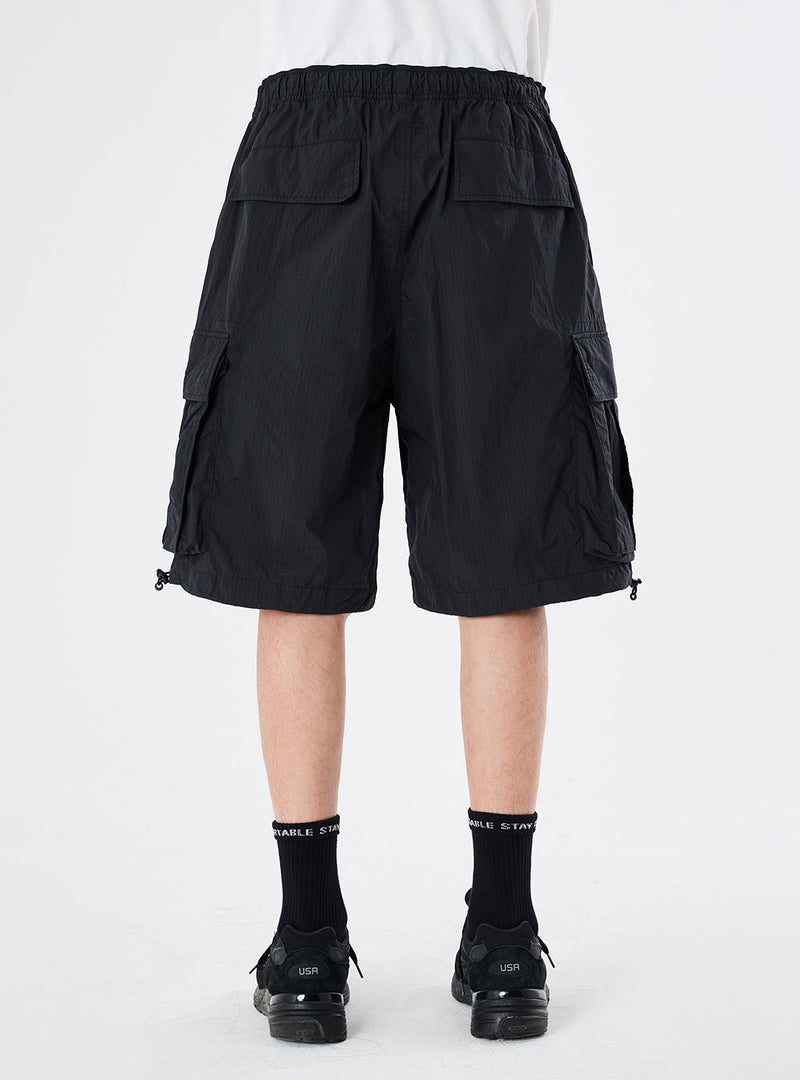 PMF024-02ST04 OVER MIL 6P SHORTS (BLACK RIPSTOP)