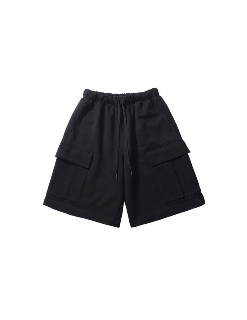 PMF024-02SW06 OVER MIL SWEAT SHORTS (BLACK)