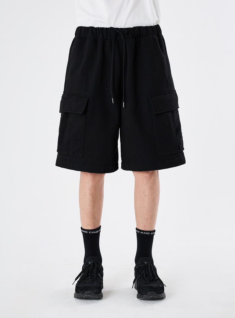 PMF024-02SW06 OVER MIL SWEAT SHORTS (BLACK)