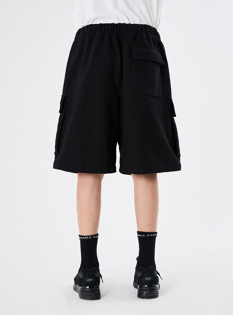 PMF024-02SW06 OVER MIL SWEAT SHORTS (BLACK)