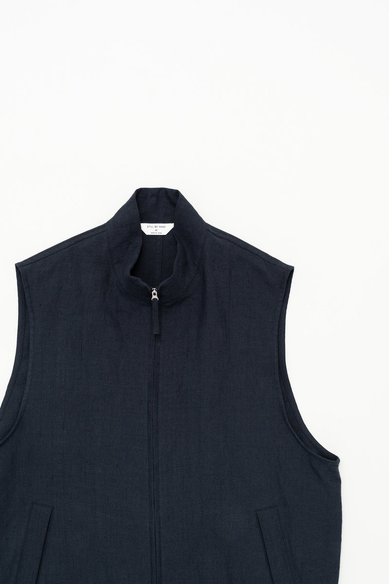 VE01242 LINEN STAND COLLAR VEST