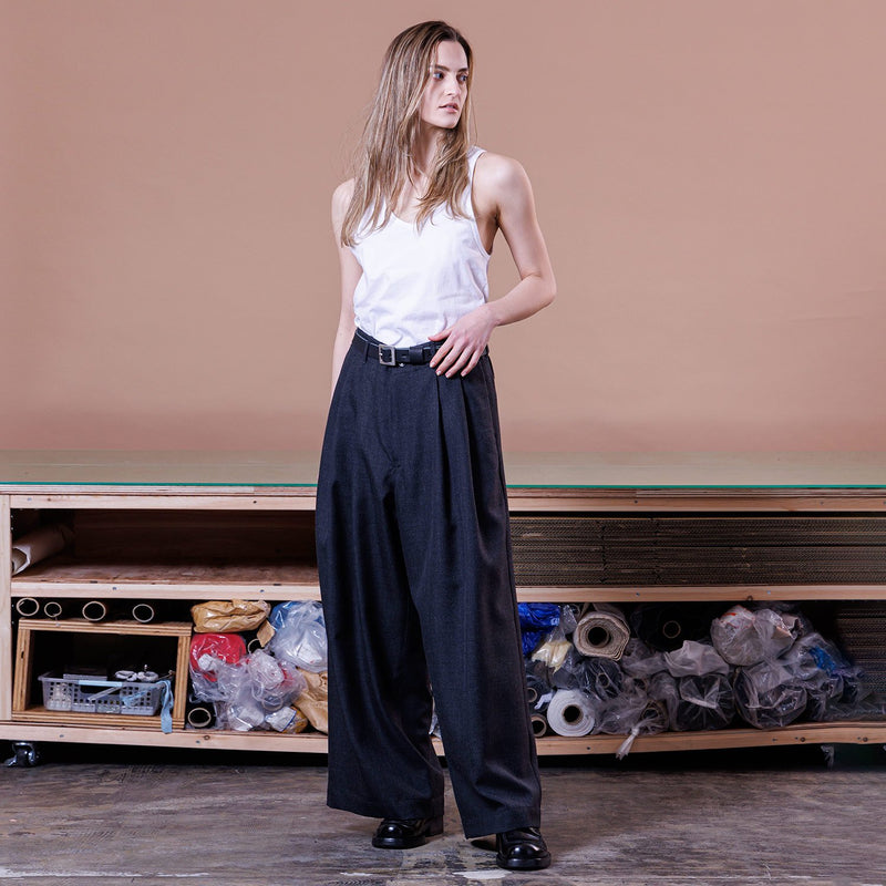 VOPT-M73 BISHU OLD SURGE TUCK WIDE PANTS