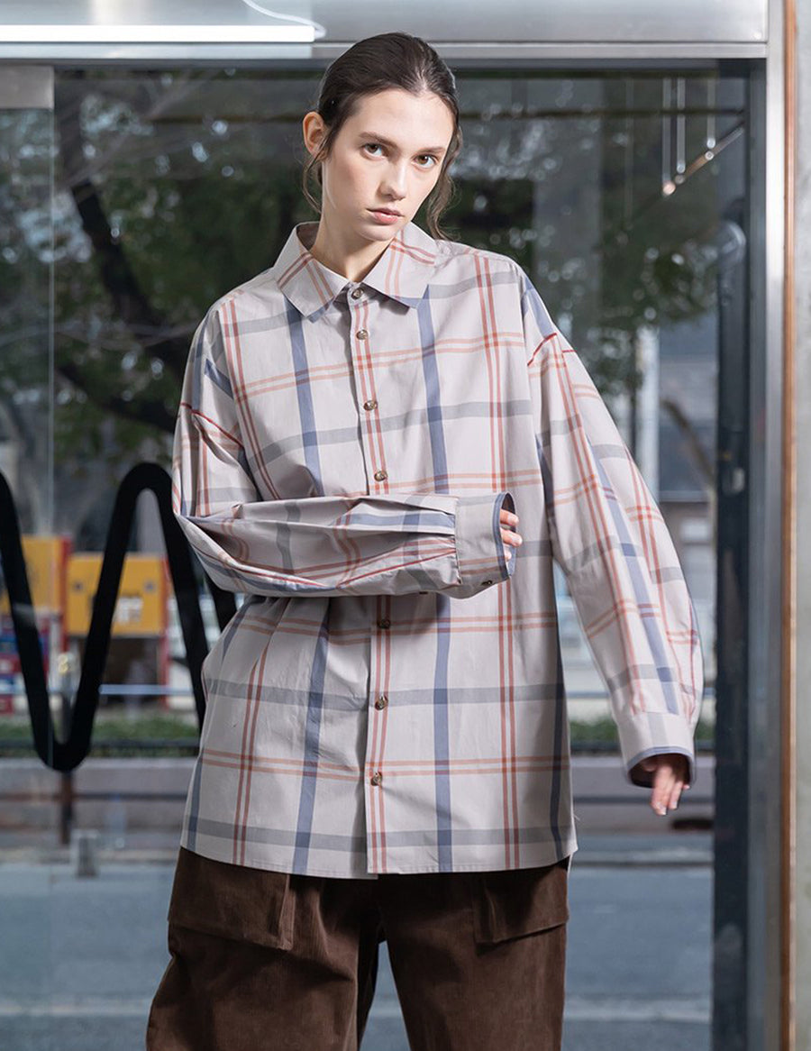 VOAAOV VOSH-K21 SOFT SEAMER OVERSIZE CHECK SHIRT – hideandseekStore