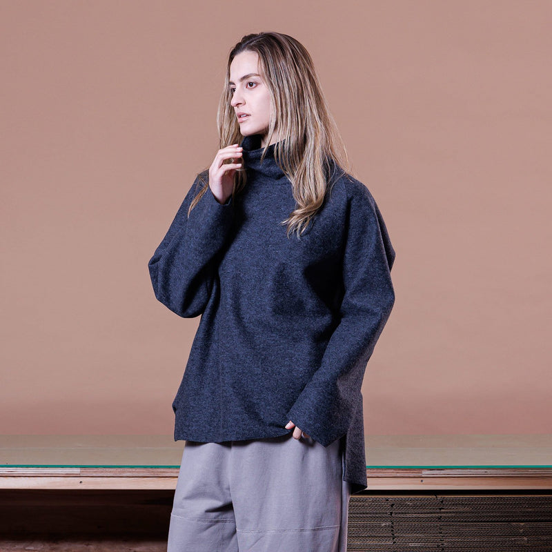 VOWRH COMPRESSED WOOL HI-NECK PULLOVER