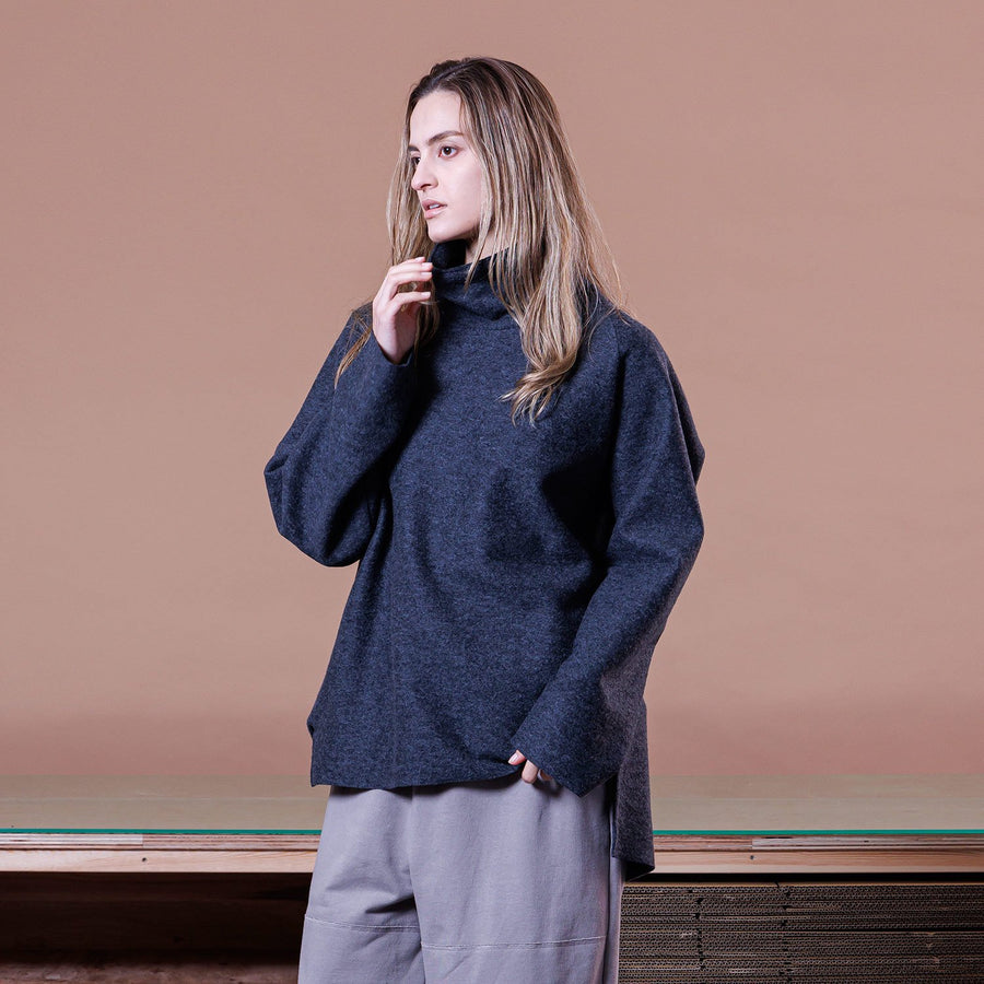 VOWRH COMPRESSED WOOL HI-NECK PULLOVER