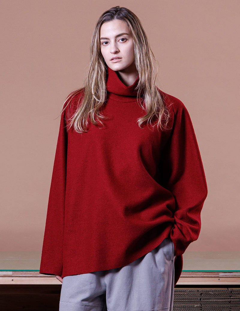 VOWRH COMPRESSED WOOL HI-NECK PULLOVER