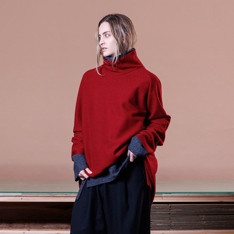 VOWRH COMPRESSED WOOL HI-NECK PULLOVER